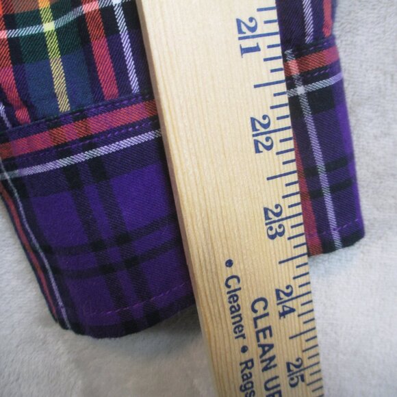 NWT LRL Lauren Jeans Co Size Medium Flannel Plaid Shirt Roll Tab Sleeve Pockets - Picture 8 of 10
